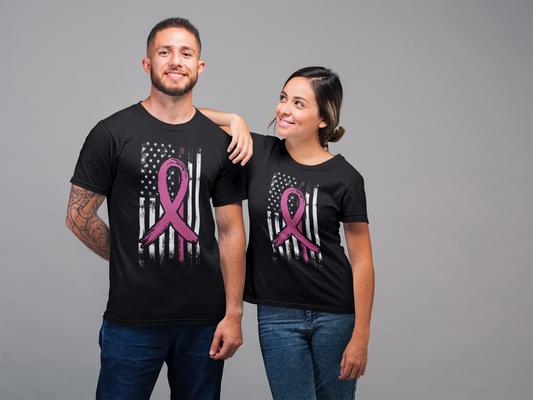 Breast Cancer American Flag | Unisex Classic T-Shirt